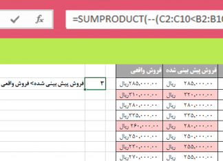 تابع SUMPRODUCT در اکسل به همراه مثال های فرمولی