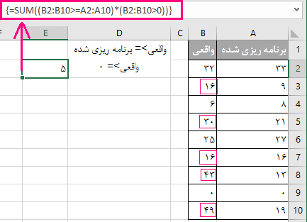 فرمول نویسی آرایه ای در اکسل