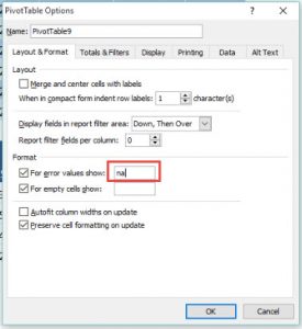 مقادیر خطا در پیوت تیبل (pivot table)