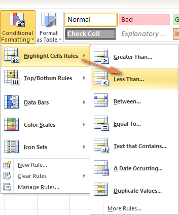 نحوه ایجاد قوانین conditional formatting در اکسل