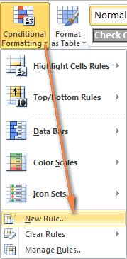 ایجاد یک قانون conditional formatting در اکسل
