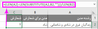 این فرمول چگونه کلمات خاص را شمارش میکند