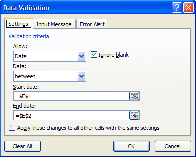ساخت محدوده تاریخ در data validation