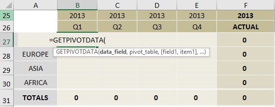 معرفی تابع Getpivotdata اکسل