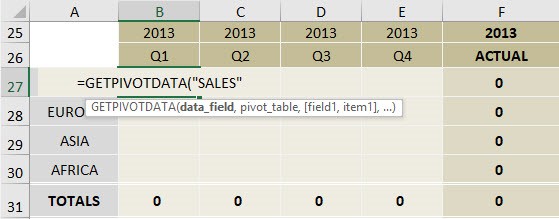 معرفی تابع Getpivotdata اکسل
