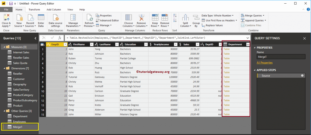 ادغام جدول ها پاور بی آی