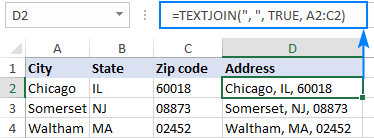 مثال تابع Textjoin