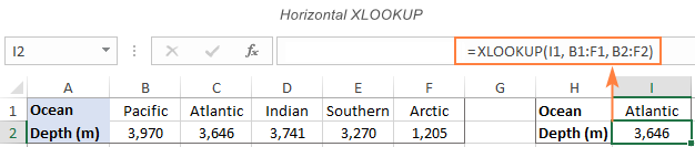 جستجوی افقی با xlookup