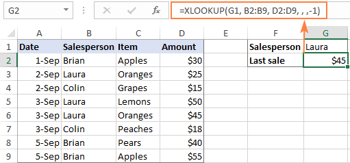 تابع xlookup اکسل و آخرین تطبیق