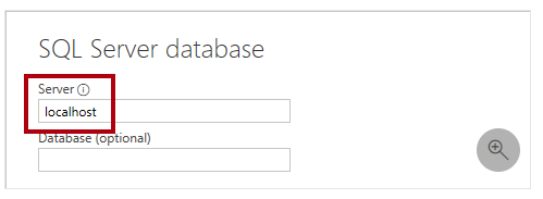 وارد کردن سرور در پنجره sql server
